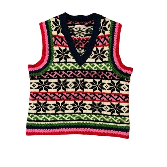 Frances Valentine Fair Isle Sleeveless Sweater Vest Size Small - Picture 1 of 8